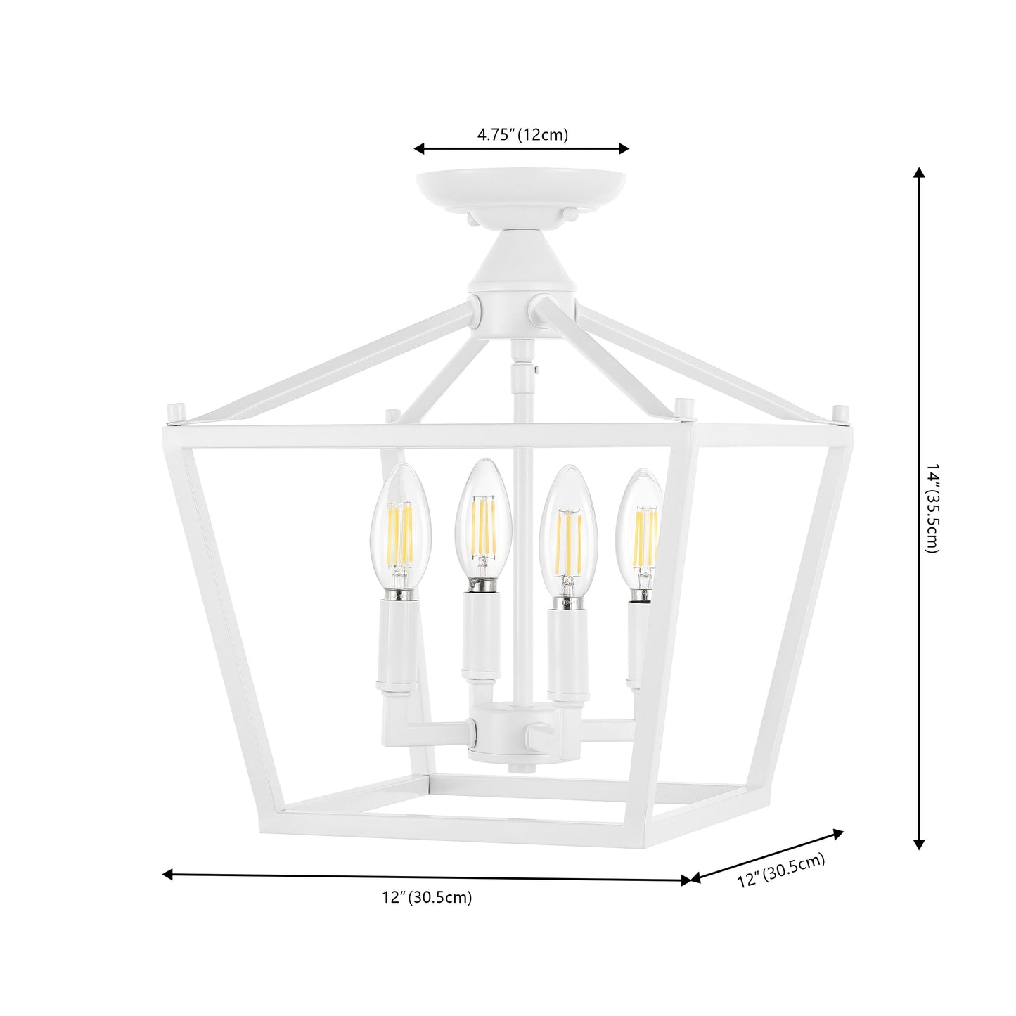 Milton Mini Lanterna a 4 luci in ferro moderno stile fattoria LED da incasso, di JONATHAN Y