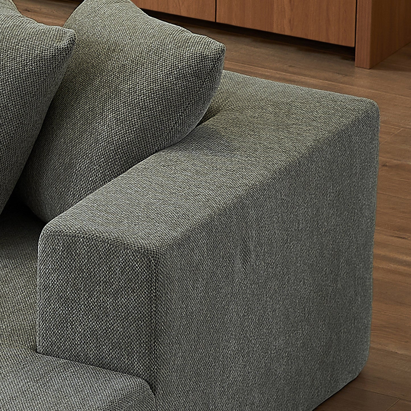 Divano componibile modulare a forma di L in ciniglia minimalista, divano in tessuto a forma di nuvola per soggiorno