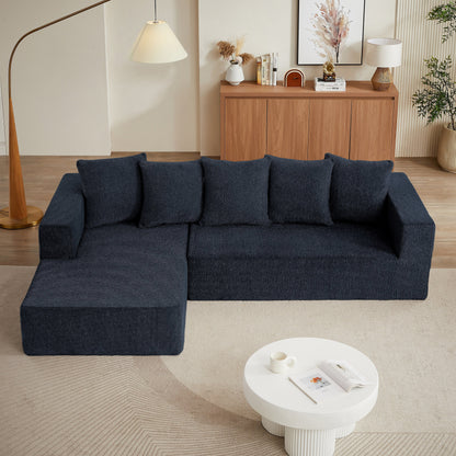 Divano componibile modulare a forma di L in ciniglia minimalista, divano in tessuto a forma di nuvola per soggiorno