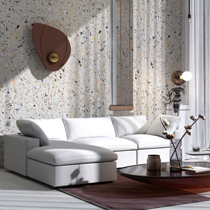 Divano moderno minimalista imbottito, divano componibile modulare imbottito in piuma, divano Cloud.