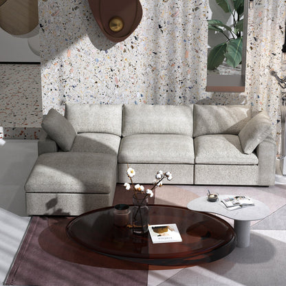 Divano moderno minimalista imbottito, divano componibile modulare imbottito in piuma, divano Cloud.