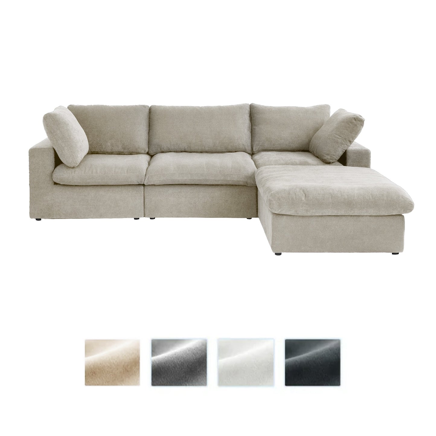 Divano moderno minimalista imbottito, divano componibile modulare imbottito in piuma, divano Cloud.