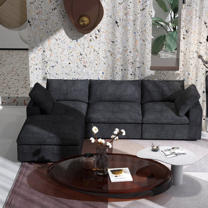 Divano moderno minimalista imbottito, divano componibile modulare imbottito in piuma, divano Cloud.