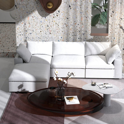 Divano moderno minimalista imbottito, divano componibile modulare imbottito in piuma, divano Cloud.