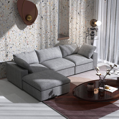 Divano moderno minimalista imbottito, divano componibile modulare imbottito in piuma, divano Cloud.