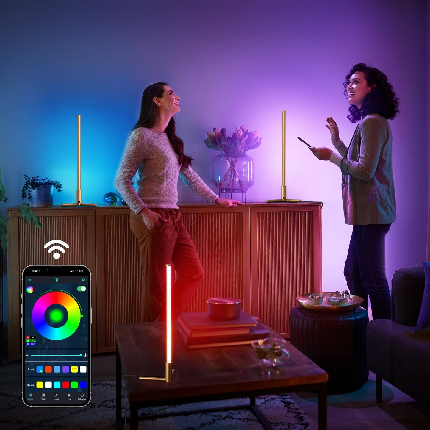 Lampada da scrivania a LED RGBCW minimalista, luce notturna da comodino