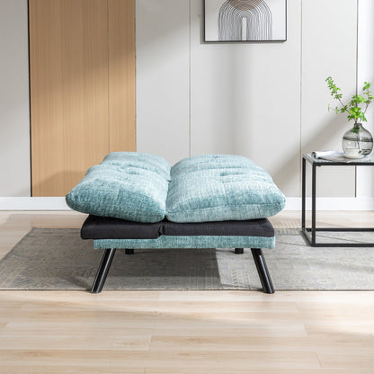 Divano letto futon convertibile in ciniglia verde menta da 75,6 pollici con gambe in metallo per soggiorno