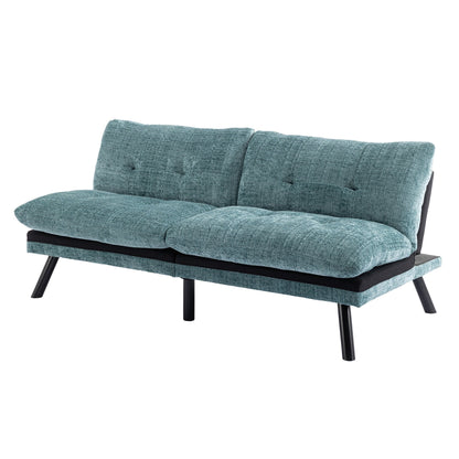 Divano letto futon convertibile in ciniglia verde menta