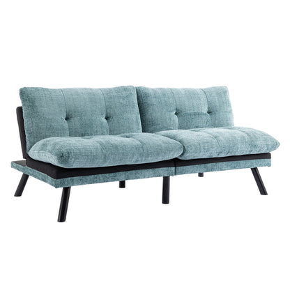 Divano letto futon convertibile in ciniglia verde menta