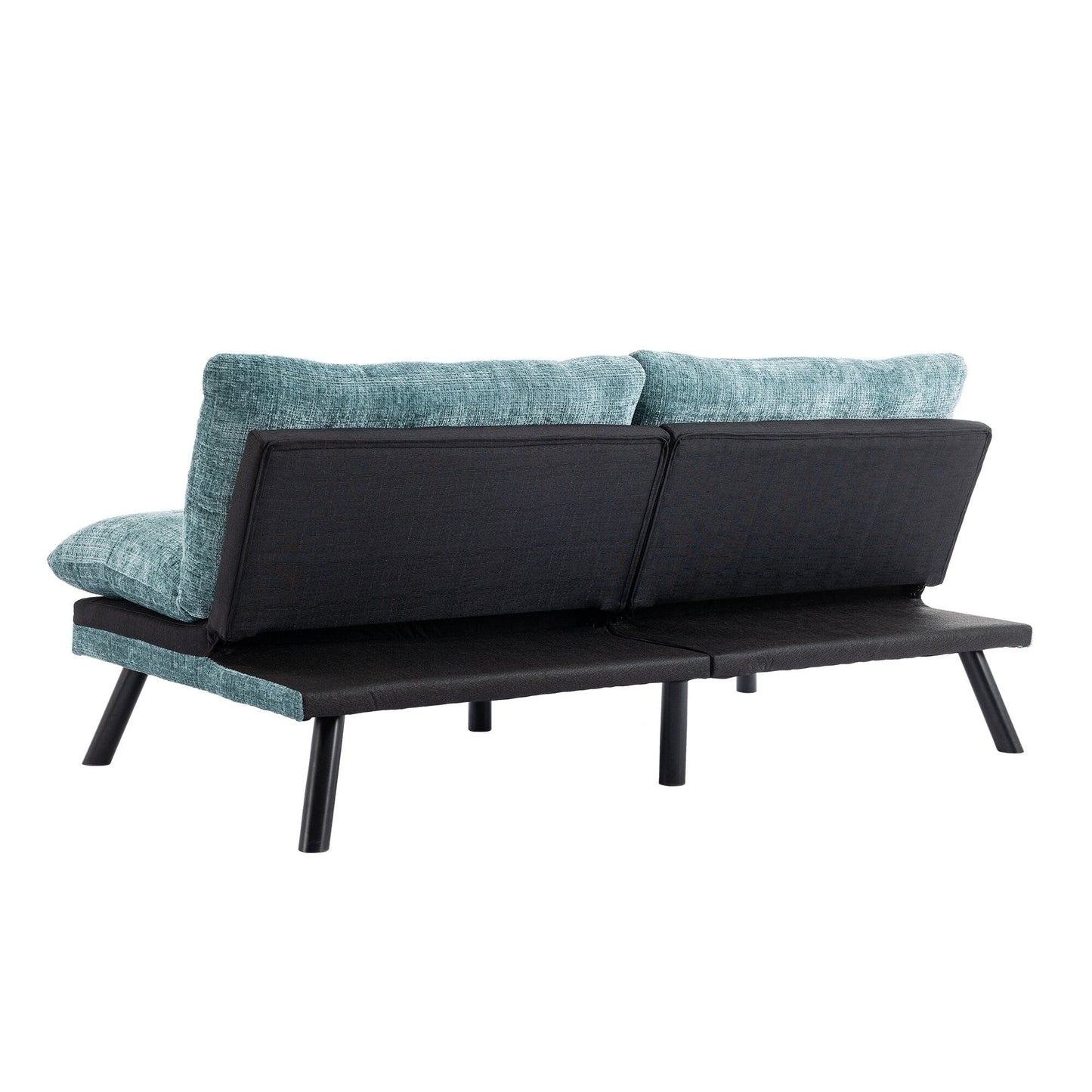 Divano letto futon convertibile in ciniglia verde menta