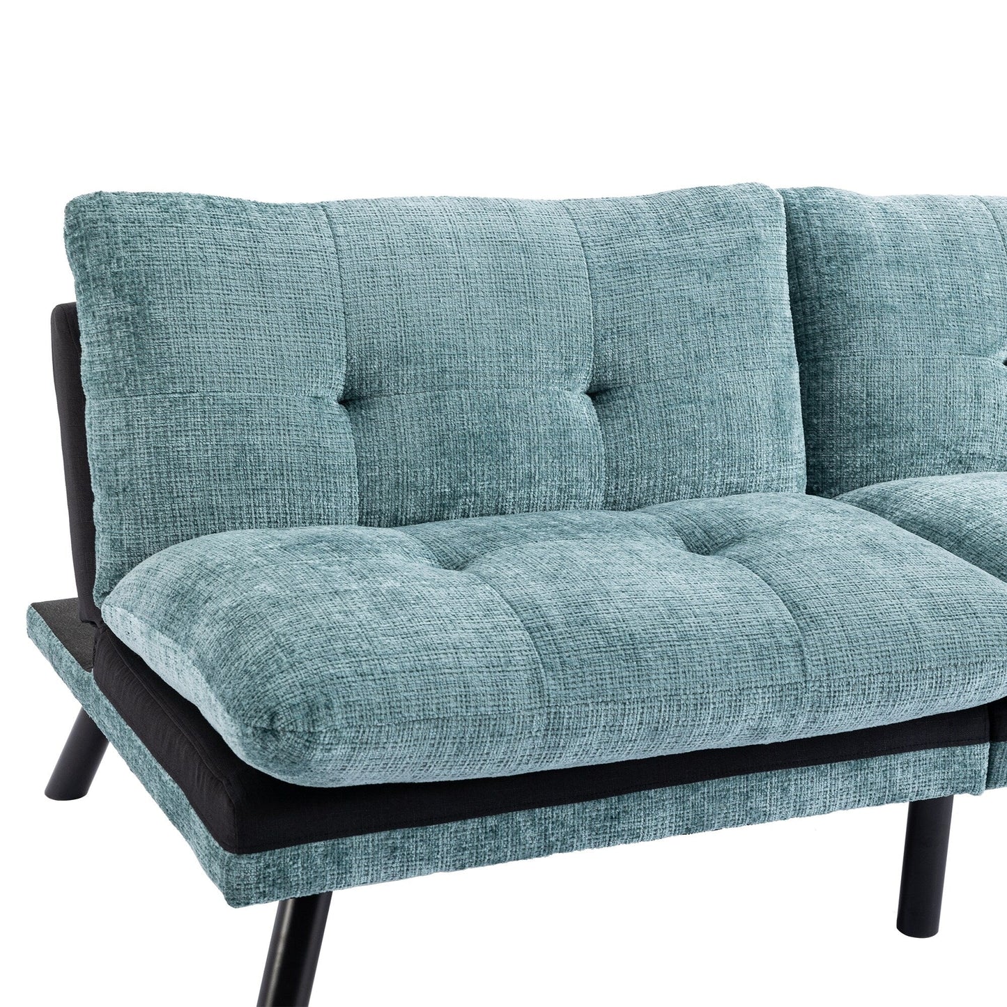 Divano letto futon convertibile in ciniglia verde menta