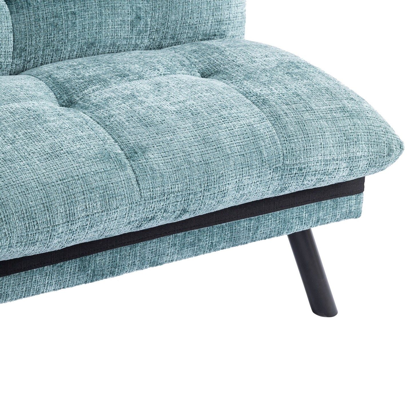 Divano letto futon convertibile in ciniglia verde menta
