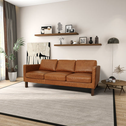 Divano Mira Mid-Century Modern confortevole in vera pelle