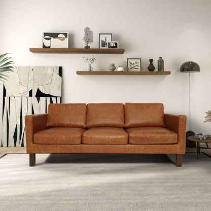 Divano Mira Mid-Century Modern confortevole in vera pelle