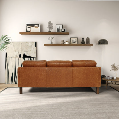 Divano Mira Mid-Century Modern confortevole in vera pelle