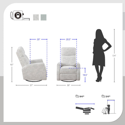 Poltrona reclinabile manuale girevole in tessuto Miralina