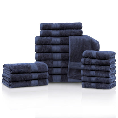 Set di asciugamani da 18 pezzi in rayon di bambù e cotone di qualità superiore (6 asciugamani da bagno, 6 asciugamani per le mani, 6 asciugamani per il viso)
