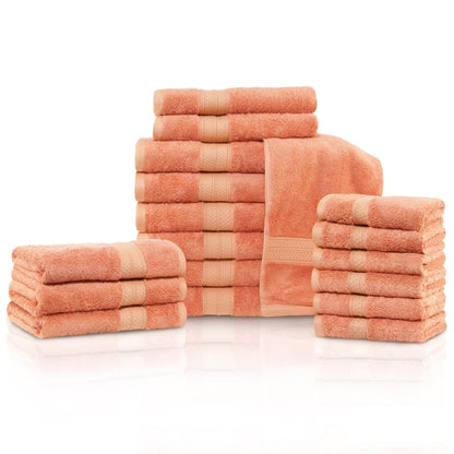 Set di asciugamani da 18 pezzi in rayon di bambù e cotone di qualità superiore (6 asciugamani da bagno, 6 asciugamani per le mani, 6 asciugamani per il viso)