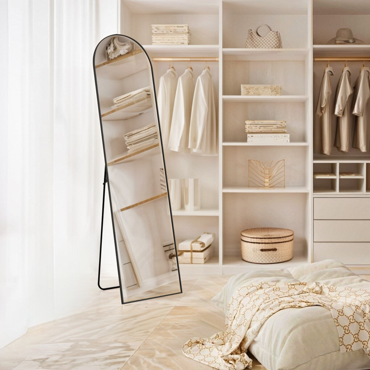 Specchio da parete a figura intera con vetro infrangibile, da terra per camera da letto e guardaroba