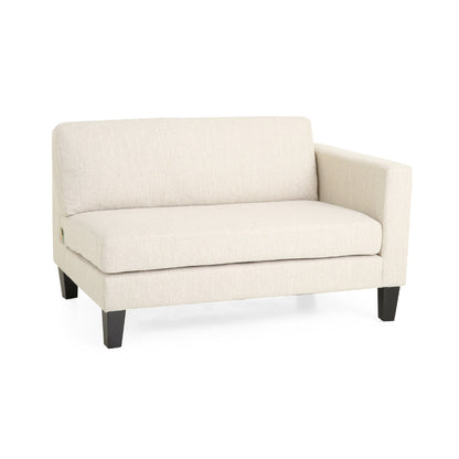 Divano Miry a 3 posti con 2 cuscini, gambe in legno di betulla, poliestere beige