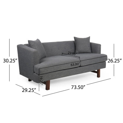 Divano Miry a 3 posti con 2 cuscini decorativi, similpelle grigio antracite