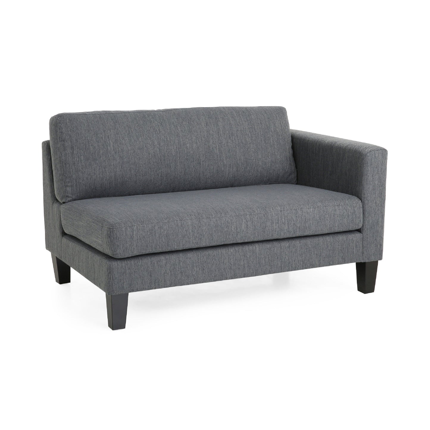 Divano Miry a 3 posti, 2 cuscini, gambe in legno di betulla, poliestere grigio classico