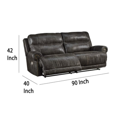 Divano reclinabile Mitch Power, in similpelle grigio scuro, 90 pollici