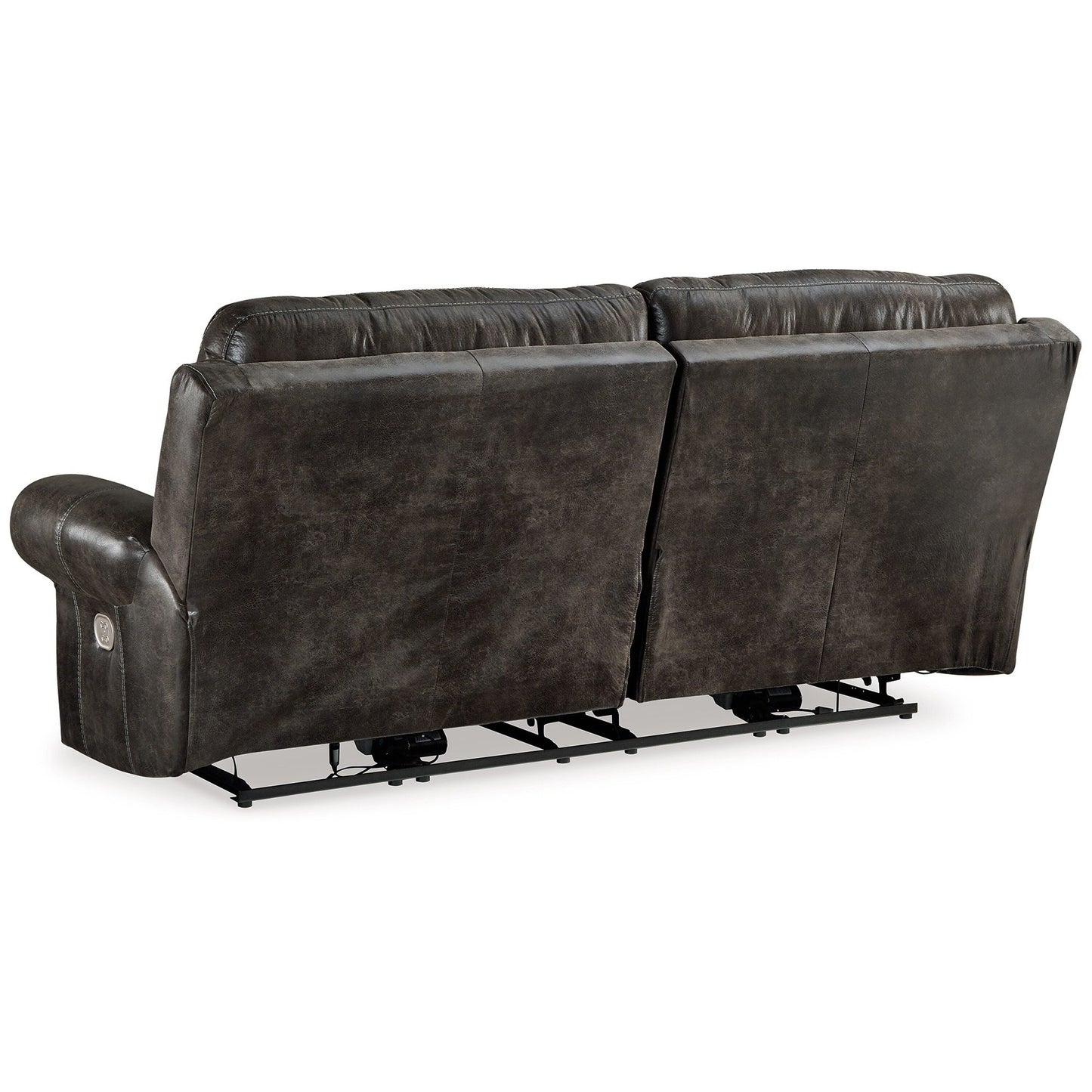 Divano reclinabile Mitch Power, in similpelle grigio scuro, 90 pollici