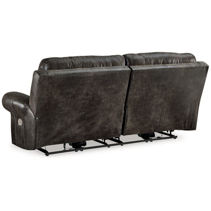 Divano reclinabile Mitch Power, in similpelle grigio scuro, 90 pollici