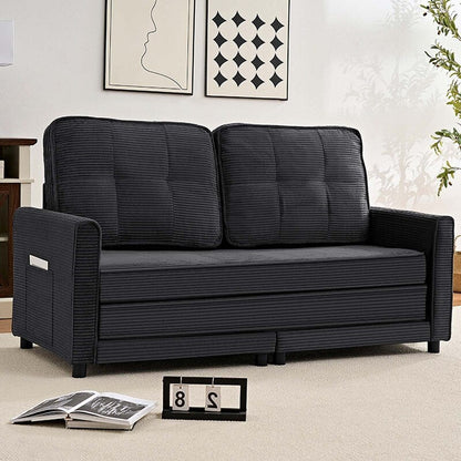 Divano letto futon trasformabile 3 in 1 Mixoy, divano letto pieghevole con trapuntatura e tasche laterali