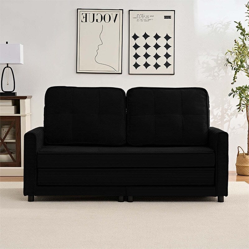 Divano letto futon trasformabile 3 in 1 Mixoy, divano letto pieghevole con trapuntatura e tasche laterali