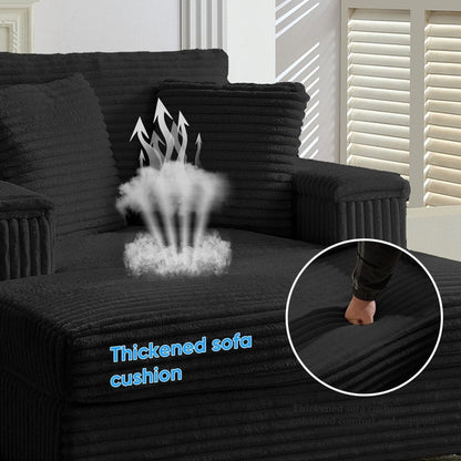 Poltrona chaise longue in velluto a coste Mixoy da 42'' con pouf contenitore e braccioli, poltrona reclinabile imbottita