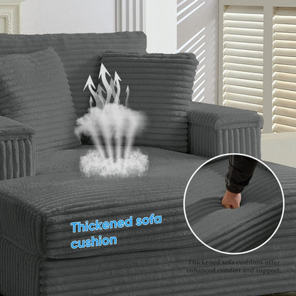 Poltrona chaise longue in velluto a coste Mixoy da 42'' con pouf contenitore e braccioli, poltrona reclinabile imbottita