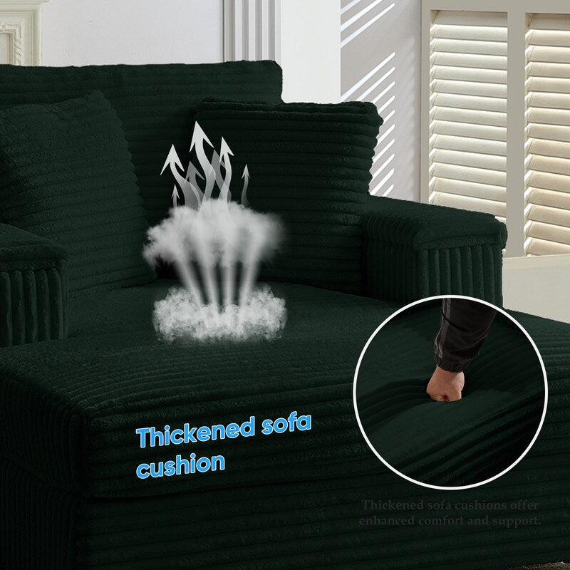 Poltrona chaise longue in velluto a coste Mixoy da 42'' con pouf contenitore e braccioli, poltrona reclinabile imbottita