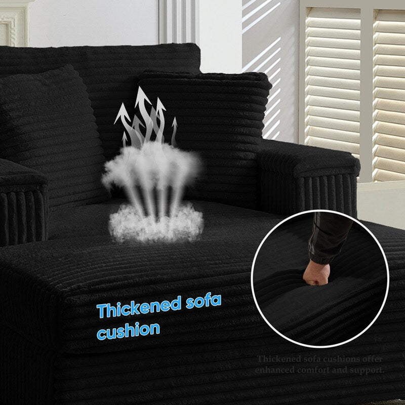 Poltrona chaise longue in velluto a coste Mixoy da 42'' con pouf contenitore e braccioli, poltrona reclinabile imbottita