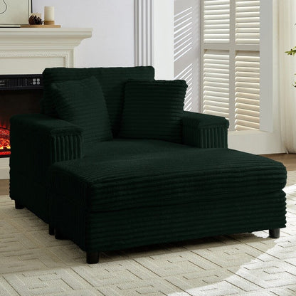 Poltrona chaise longue in velluto a coste Mixoy da 42'' con pouf contenitore e braccioli, poltrona reclinabile imbottita