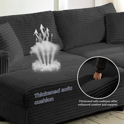 Divano a due posti in velluto a coste Mixoy da 85'' con chaise longue con contenitore e braccioli, poltrona reclinabile imbottita a 2 posti per interni