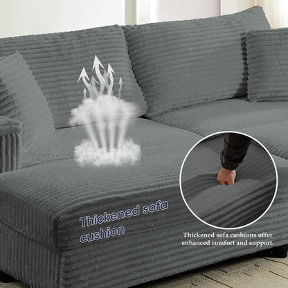 Divano a due posti in velluto a coste Mixoy da 85'' con chaise longue con contenitore e braccioli, poltrona reclinabile imbottita a 2 posti per interni