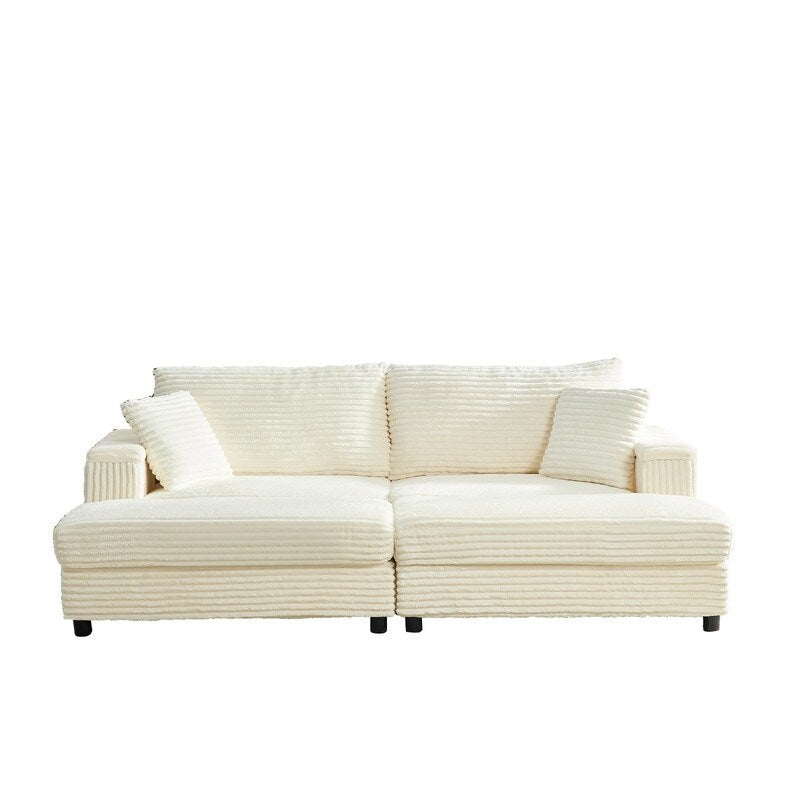 Divano a due posti in velluto a coste Mixoy da 85'' con chaise longue con contenitore e braccioli, poltrona reclinabile imbottita a 2 posti per interni