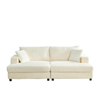 Divano a due posti in velluto a coste Mixoy da 85'' con chaise longue con contenitore e braccioli, poltrona reclinabile imbottita a 2 posti per interni