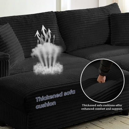 Divano a due posti in velluto a coste Mixoy da 85'' con chaise longue con contenitore e braccioli, poltrona reclinabile imbottita a 2 posti per interni