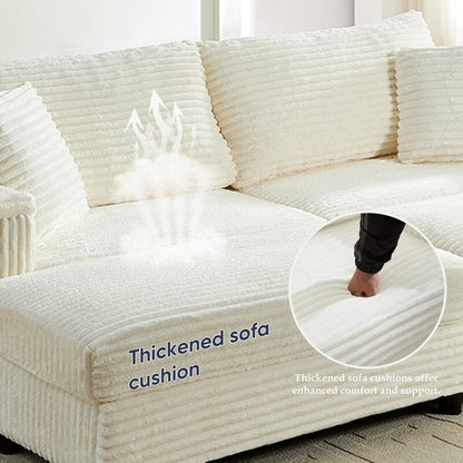 Divano a due posti in velluto a coste Mixoy da 85'' con chaise longue con contenitore e braccioli, poltrona reclinabile imbottita a 2 posti per interni