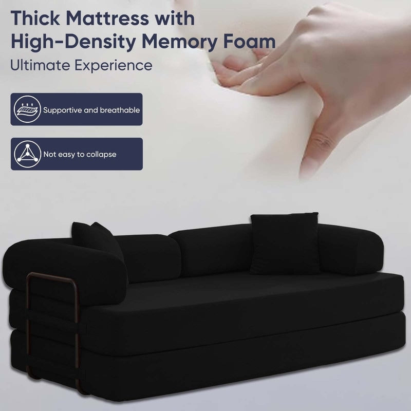 Divano letto estraibile trasformabile Mixoy con braccioli mobili, divano con materasso pieghevole, divano letto rimovibile e lavabile.