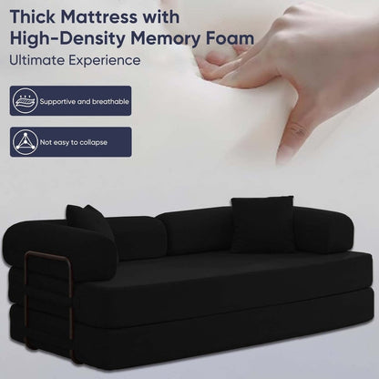 Divano letto estraibile trasformabile Mixoy con braccioli mobili, divano con materasso pieghevole, divano letto rimovibile e lavabile.