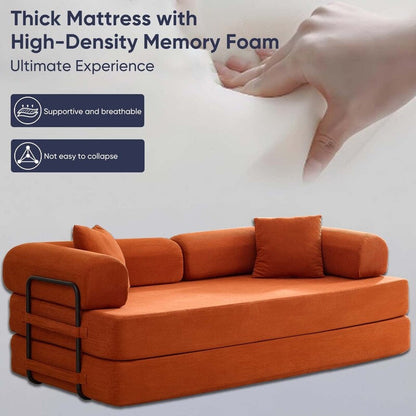 Divano letto estraibile trasformabile Mixoy con braccioli mobili, divano con materasso pieghevole, divano letto rimovibile e lavabile.