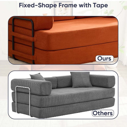 Divano letto estraibile trasformabile Mixoy con braccioli mobili, divano con materasso pieghevole, divano letto rimovibile e lavabile.