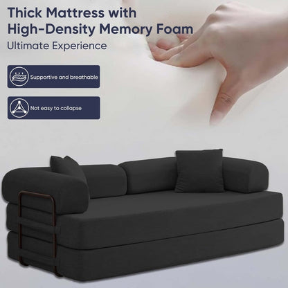 Divano letto estraibile trasformabile Mixoy con braccioli mobili, divano con materasso pieghevole, divano letto rimovibile e lavabile.