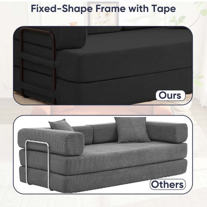 Divano letto estraibile trasformabile Mixoy con braccioli mobili, divano con materasso pieghevole, divano letto rimovibile e lavabile.