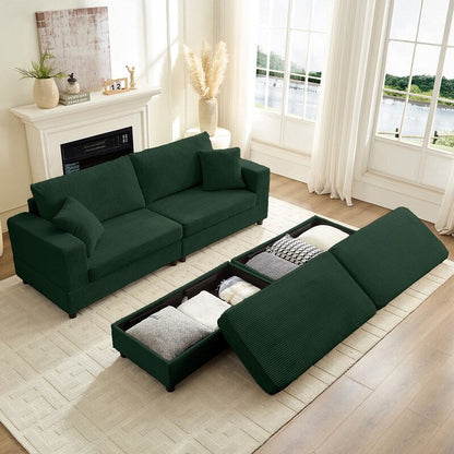 Divano letto Mixoy Corduroy Comfy Chaise Longue con seduta profonda e pouf contenitore, divano imbottito a 1 posto/divano a due posti