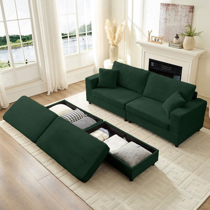 Divano letto Mixoy Corduroy Comfy Chaise Longue con seduta profonda e pouf contenitore, divano imbottito a 1 posto/divano a due posti